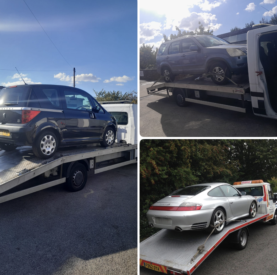 Honda CR-V, Peugeot & Porsche on the flatbed